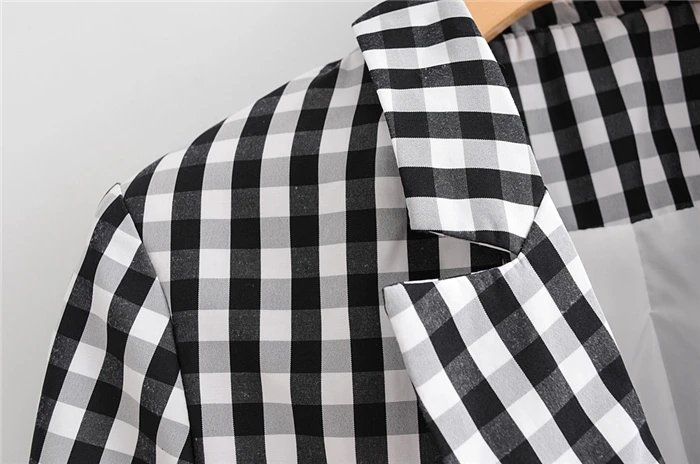 Chu Sau beauty Офисная Женская шикарная винтажная черно-белая клетчатая блейзеры женская Повседневная стильная Осенняя женская верхняя одежда женская новая офисная одежда