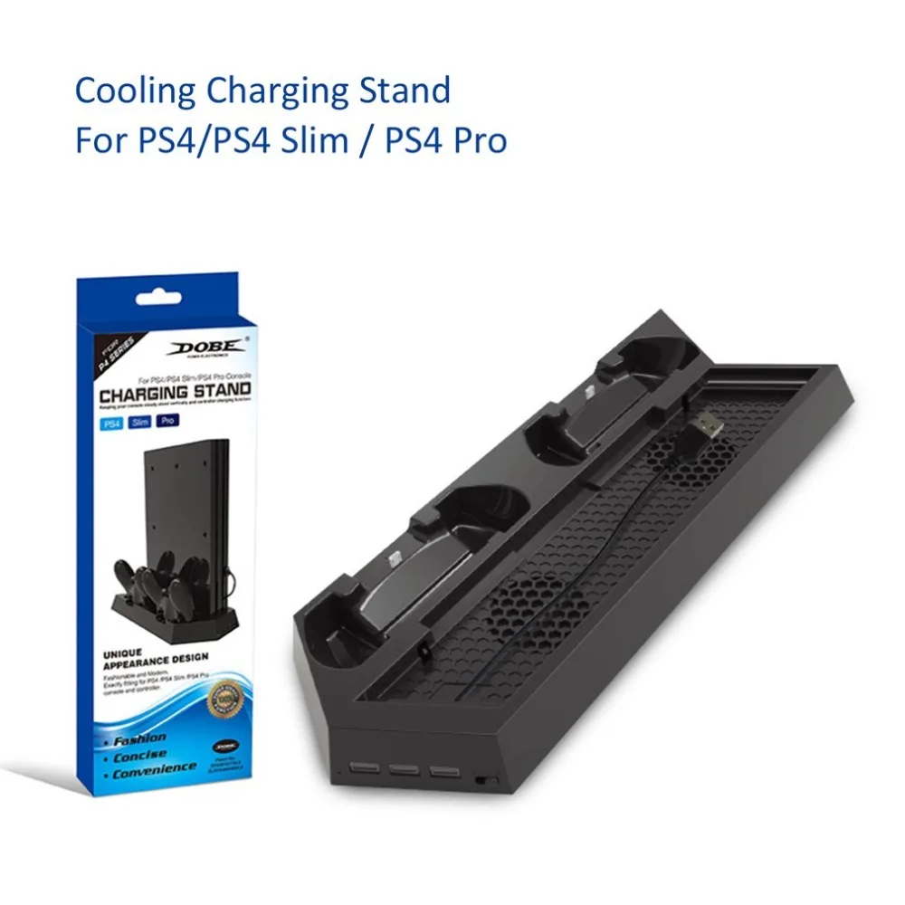 For PS4 Cooling Fan Heat Sink Base Vertical Charger Stand Dual Dock Charging Controller for Playstation 4 PS 4 Pro / Slim