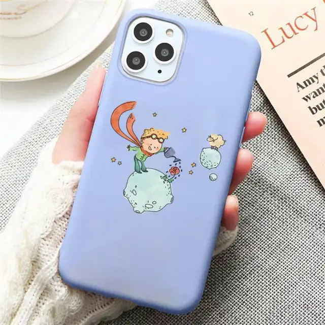 Cartoon Little Prince Phone Case Candy Color Blue for iPhone 11 12 pro XS MAX 8 7 6 6S Plus X 5S SE 2020 XR a2