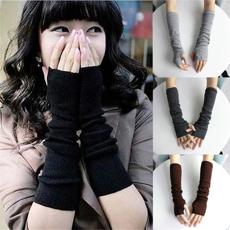 3 цвета лидер продаж зимние вязаные длинные перчатки без пальцев 1 пара перчаток