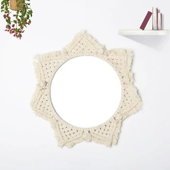 

Art Home Decor Wall Mirror Hanging Apartment Fringe Bedroom Dorm Living Room Baby Nursery With Macrame Handmade Entryway Vintage