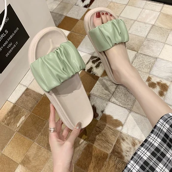 

Shoes Med Slippers Casual Slipers Women Platform Slides Luxury 2020 Soft Flat Rome Rubber PU Fashion Shoes Slippers Casual