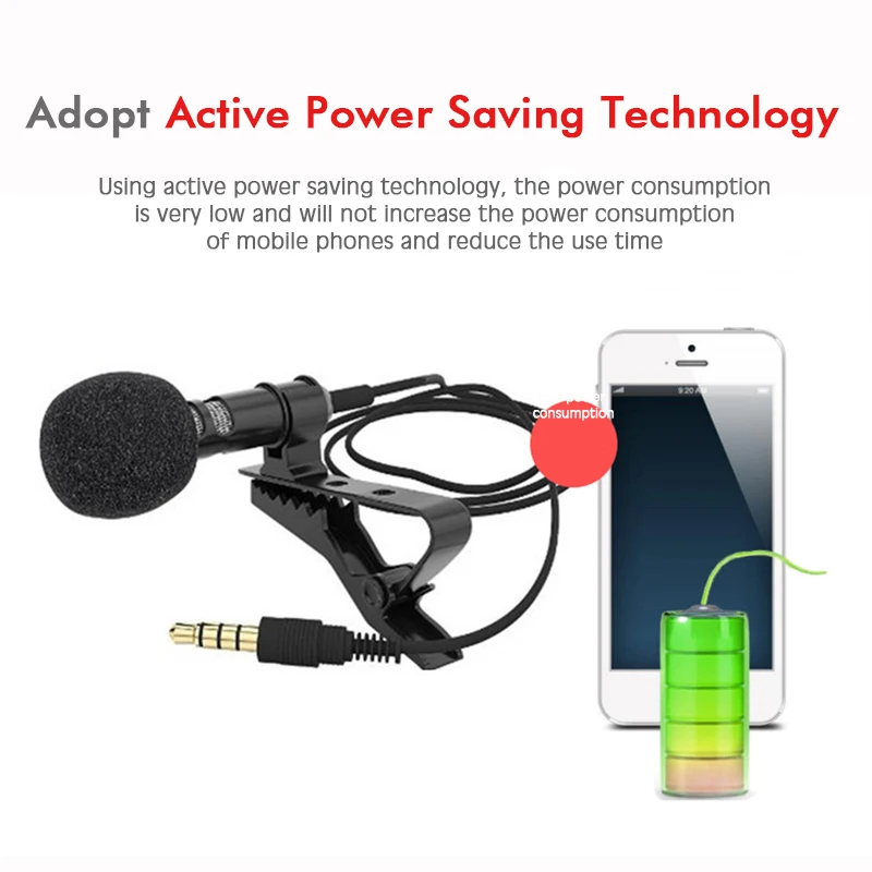 Professional Mini Clip Microphone Condener Lavalier Microphone Phone 3.5mm Wired Clip on Lapel Mic for iPhone iPad Android Phone (4)