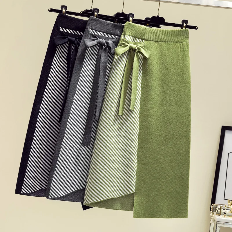 

Autumn And Winter New Products Knitted Skirt Fashion Twill Joint Dehaired Angora Core-Spun Yarn Skirt High Quality