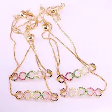 6 шт., модный браслет «Радуга» слайдер звено цепи Радуга ювелирные изделия циркония микро проложить украшения cz круглые браслеты