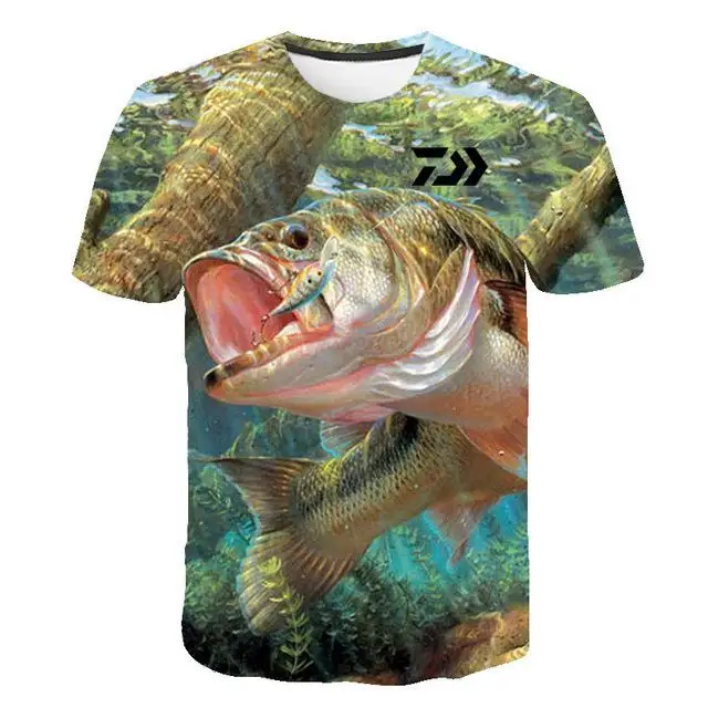 New T Shirt Summer Man Short Sleeve Fishing Clothing Outdoor Sport Breathable Fishing Clothes Men Beach Printed T-shirt Top - Color: B