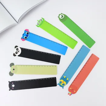 

10 Pcs/lot Creative student drawing cartoon animlas ruler 15cm cute PVC plastic novelty bookmarks child School Office Supplies