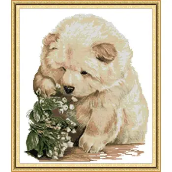 

Cute bear counted and stamped cross stitch kit 14ct 11ct animal pattern DIY embroidery needlework kit home decoration painting