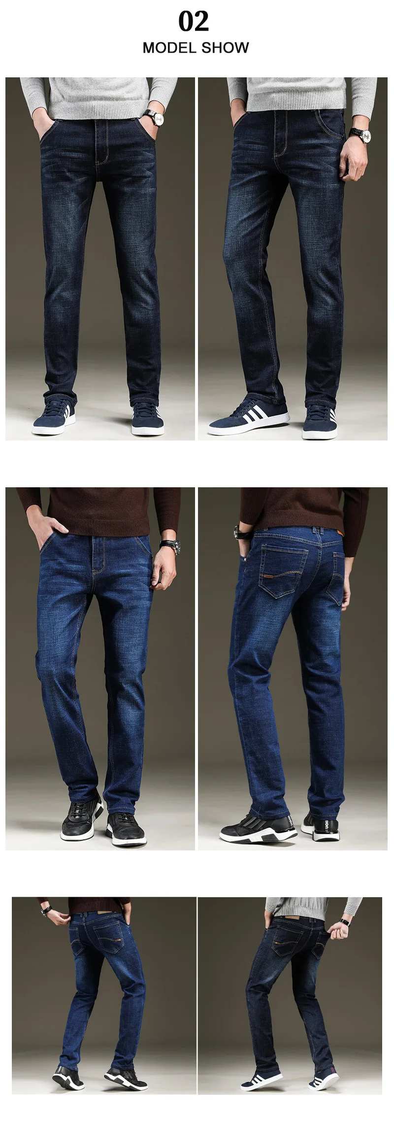 Тщательно отобранные зимние Новые мужские джинсы бизнес мода прямые талии флисовые мягкие холодные джинсовые брюки
