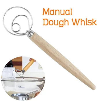 

Handheld Flour Coil Stirrer Wooden WhiskEgg-Beater Stick Kitchen Baking Tool Egg Cream Stirring Blender Dough Whisk Mixer #20