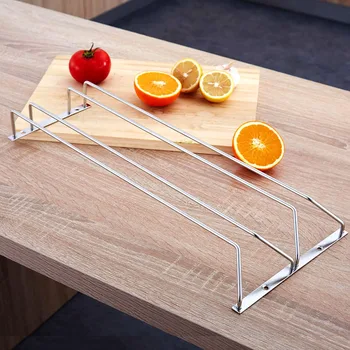 

Double Rows Stainless Steel Wine Glass Hanging Rack With Screws for Bar Kitchen P7Ding