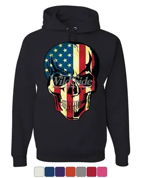

American Flag Skull Hoodie Badass Stars And Stripes 4th of July Sweatshirt