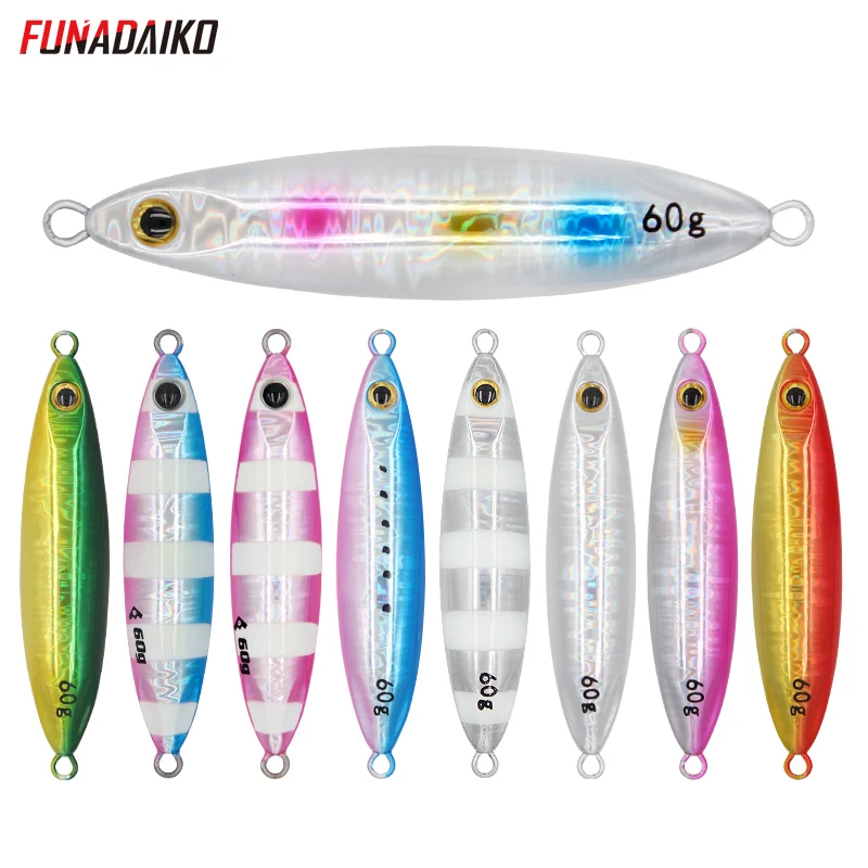 

FUNADAIKO Seafishing slow jigging lure shore casting jig luminous glow artificial matel jig lure15g20g/30g/40g/60g fishing bait