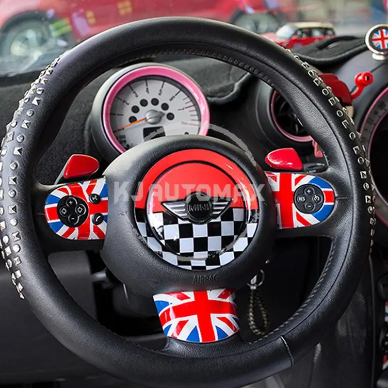 KJAUTOMAX For Mini Cooper R55 R56 R57 R58 R59 R60 R61 Epoxy Resin Steering Wheel Sticker 3D Multi Style Crystal Glue