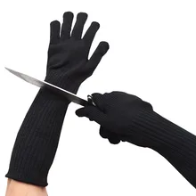 Gants de travail longs Anti coupure, 1 paire, fil métallique en acier inoxydable, gants résistants aux coupures, gants de protection tactique Anti couteau pour boucherie
