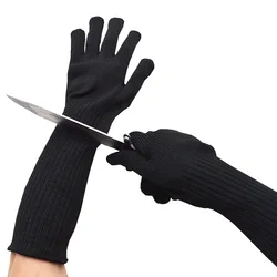 Gants de travail longs Anti coupure, 1 paire, fil métallique en acier inoxydable, gants résistants aux coupures, gants de protection tactique Anti couteau pour boucherie 