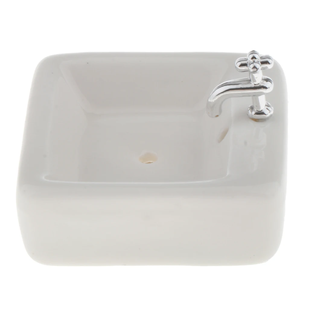 1:12 Mini Square Wash Basin Sink Simulation Dollhouse Furniture Model Accs