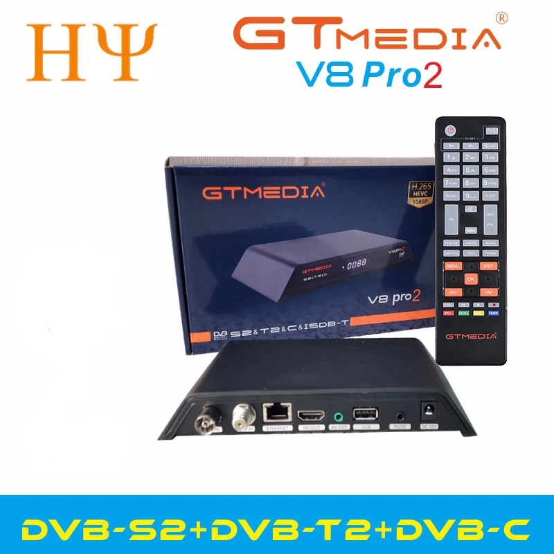 2 шт./лот GTMedia V8 Gtmedia pro2 H.265 Full HD DVB S2 T2 C обновления спутниковый ресивер v8 Золотой