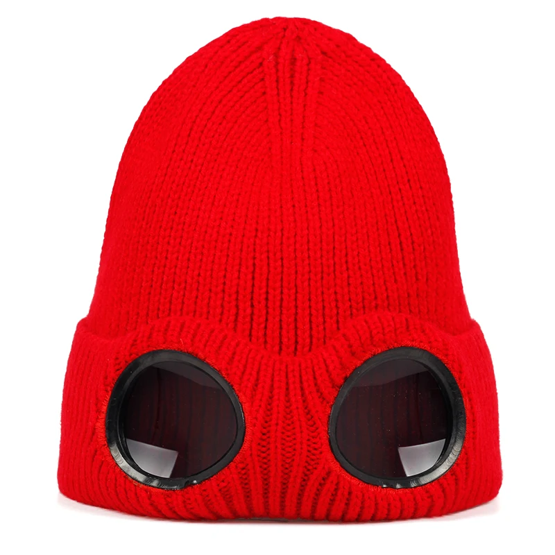 men's skullies & beanies 2019 new masked wool hat fashion new with glasses headgear autumn and winter outdoor riding hats universal caps skully with brim