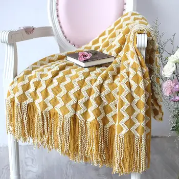 

37Soft Knitted Throw Blankets For Beds with Tassel Winter Bed Linen Sofa Cover Bedspread Home Decor Drop Shopping
