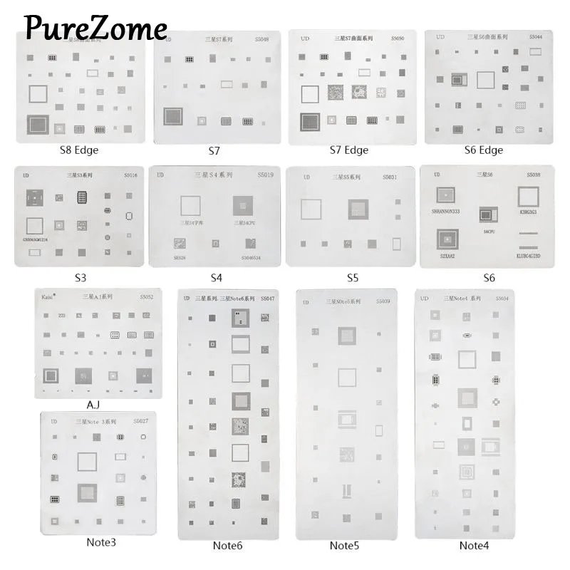 1 шт. IC чип BGA трафарет наборы набор припоя шаблон для samsung S8 Edge/S7/S7 Edge/S6/S6 Edge/S5/S4/S3/A.J/Note6/Note5/No