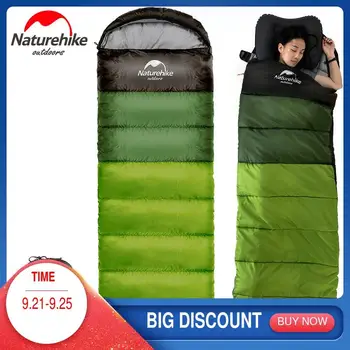 NatureHike Outdoor Camping Sleeping Bag Portable Ultralight Hiking Travel Sleeping Bag Splicing Waterproof Thermal Adult naturehike new waterproof thicken goose down square sleeping bag outdoor hiking camping envelope style ultra light sleeping bag
