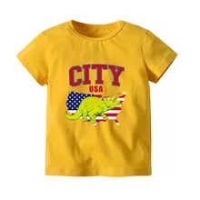 Г. Летняя новая стильная футболка с короткими рукавами в европейском и американском стиле для мальчиков желтая футболка с короткими рукавами с рисунком динозавра из мультфильма чистый
