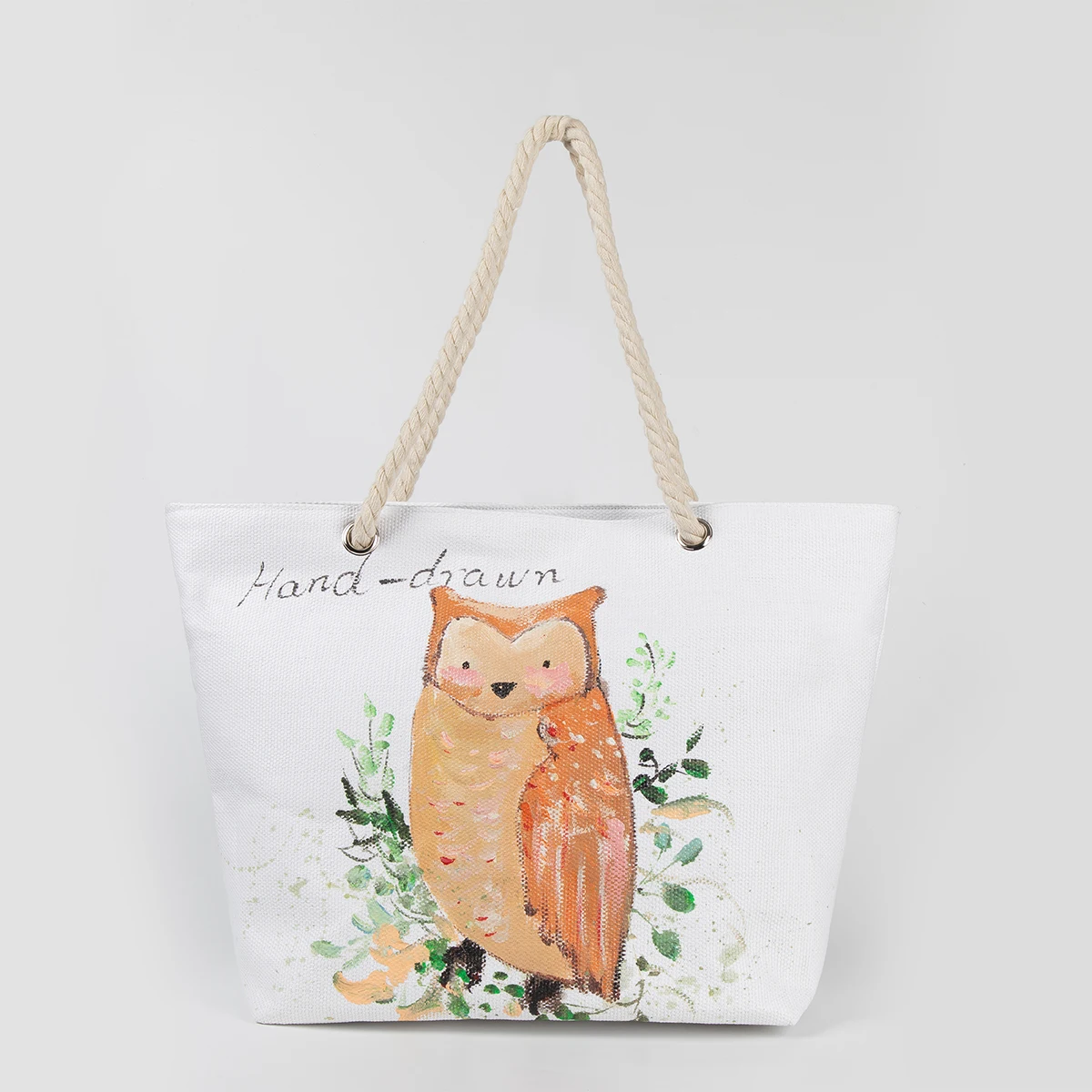

100% artificial hand-painted owl fashion beach bag beach bag handbag green shopping convenience travel handbag