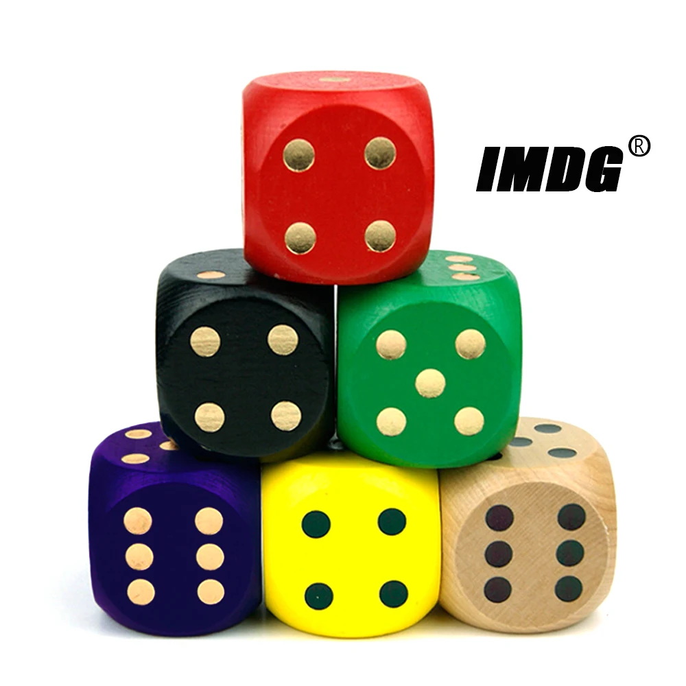 

Wood Dice 5cm Large Size Colorful Dice Solid Dotted Rounded Toy Entertainment Game Props
