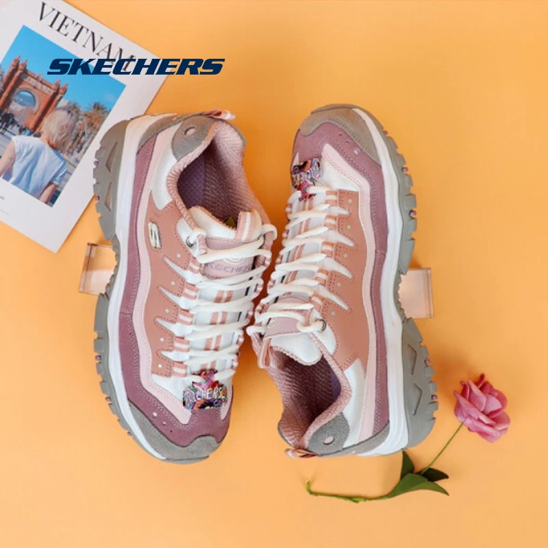 Skechers D'lite/Женская обувь; повседневные кроссовки; обувь для папы; женская модная обувь из вулканизированной кожи; оригинальная обувь; zapatillas mujer; 13414-PKPR