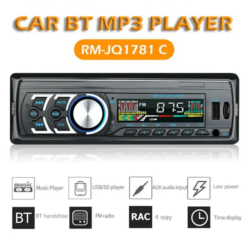 RM-JQ1781C 1 Din автомобильный в тире стерео аудио FM bluetooth-гарнитура mp3-плеер