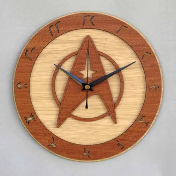 

Natural Bamboo Star Trek Wall Clock Modern Creative Quartz Clock Wall Wall Hangers Table Home Decoration Star Badge vintage