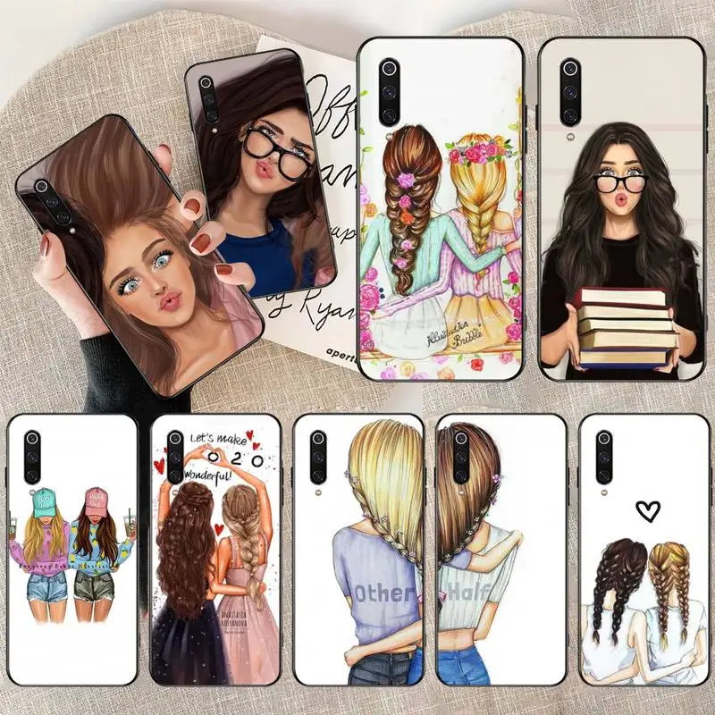 HPCHCJHM девушки брюнетка блондинка лучшие друзья BFF подходящий черный мягкий чехол