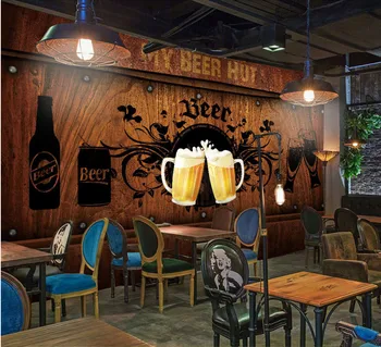 

CJSIR Customized Wallpaper Mural Wooden Beer Series Decorative Painting Bar Restaurant Background Wall Home Decoration 3 d
