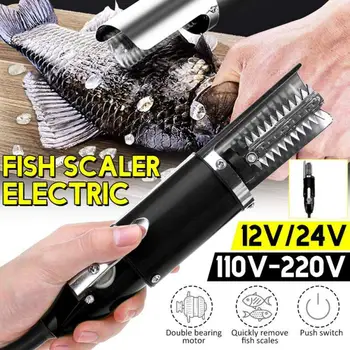 

120W Waterproof Electric Fish Scale Scraper Fishing Scalers Clean Easy Fish Stripper Remover Cleaner Tool Charging Adapter
