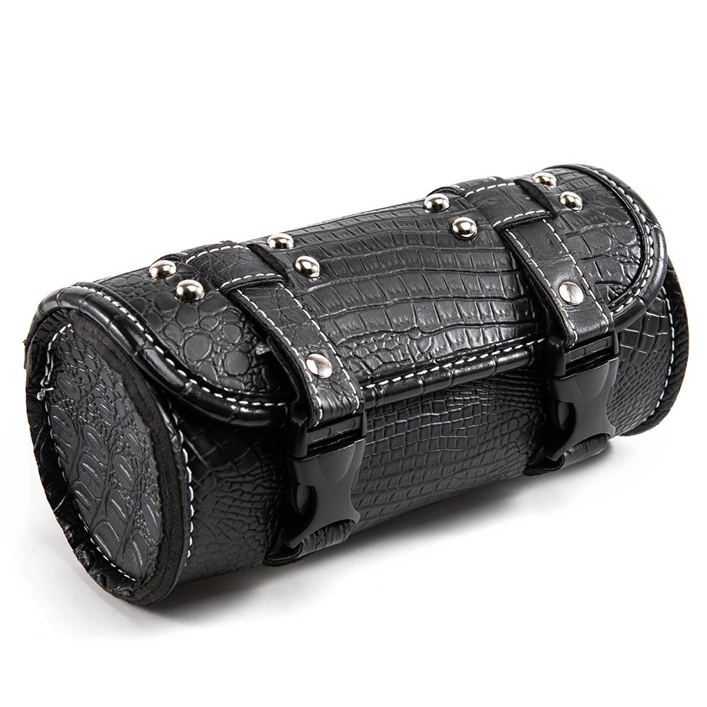 For Harley Sportster Chopper Bobber Cruiser Dyna Softail Saddlebag Leather Saddle Luggage PU Bags Front Fork Tool Bag toolbag