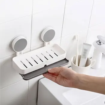 

Soap Drain Box Multifunctional Shelf Free Perforation Non-marking Sticker Hanging Soap Drain Rack for Bathroom Soap Box Tool