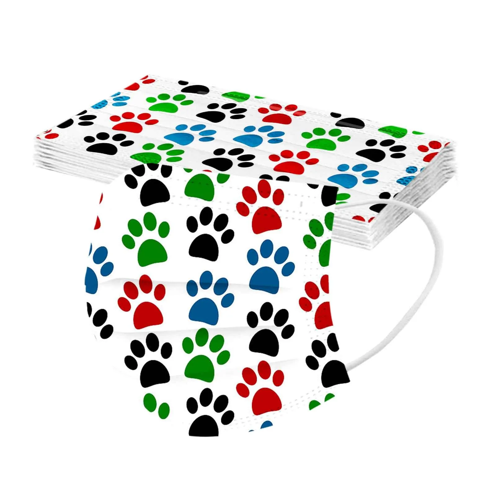 10/50pcs Adult Disposable Face Mask Dog Paw Pattern Breathable Mouth Mask Outdoor 3 layer Health Disposable Mask Mascarillas 6