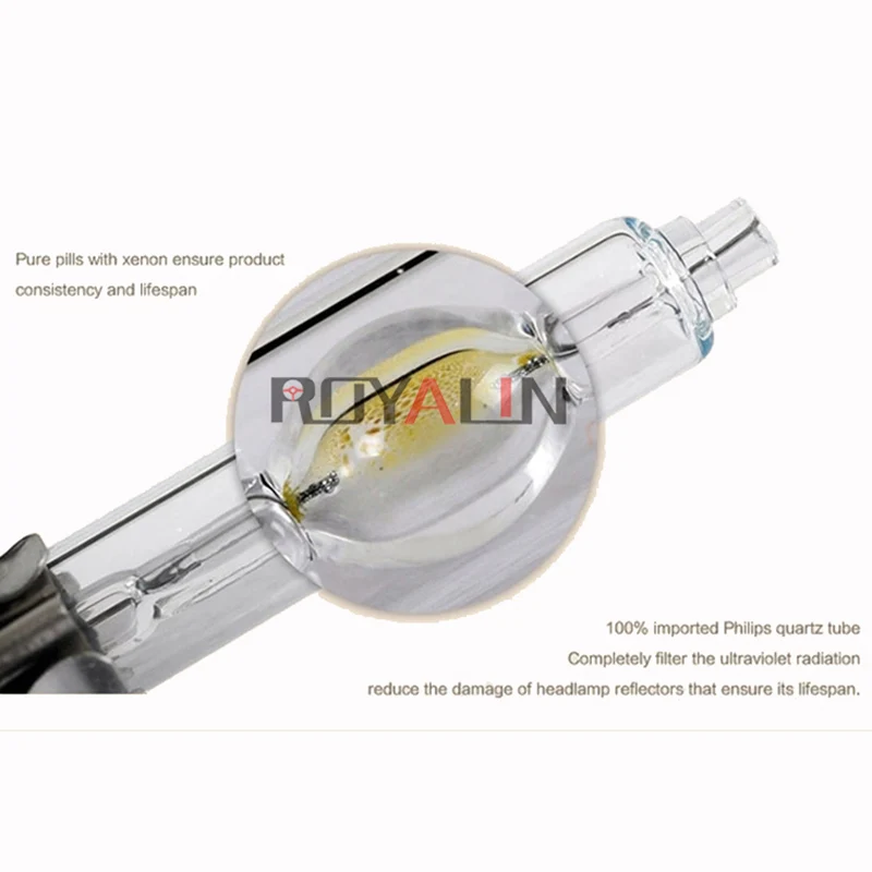 ROYALIN ксеноновая HID-лампа для YEAKY 12 в 35 Вт, одиночный светильник для стайлинга автомобилей, H1 D2S, головной светильник, лампочки, 5500 к, белый цвет, для автоматической модификации, сделай сам
