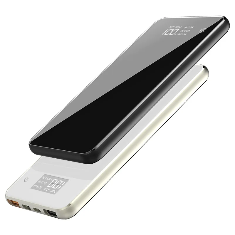 Ультратонкое зеркало power Bank для iPhone Xiaomi Dual USB Быстрая Зарядка power bank 10000 мАч переносной внешний аккумулятор