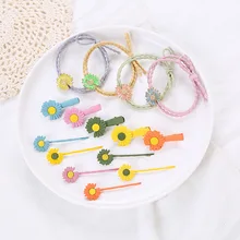 

Baby Hair Clip Daisy Sunflower Word Clip Rubber Band Duckbill Clip Creative All-match Hair Accessories