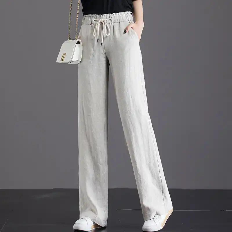 plus size drawstring linen pants