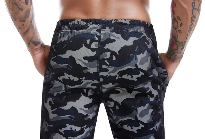 New Style Fitness Running Training Men Slim Fit Elasticity Sweat Beam Leg Camouflage Lace-up Sports Outdoor Trousers