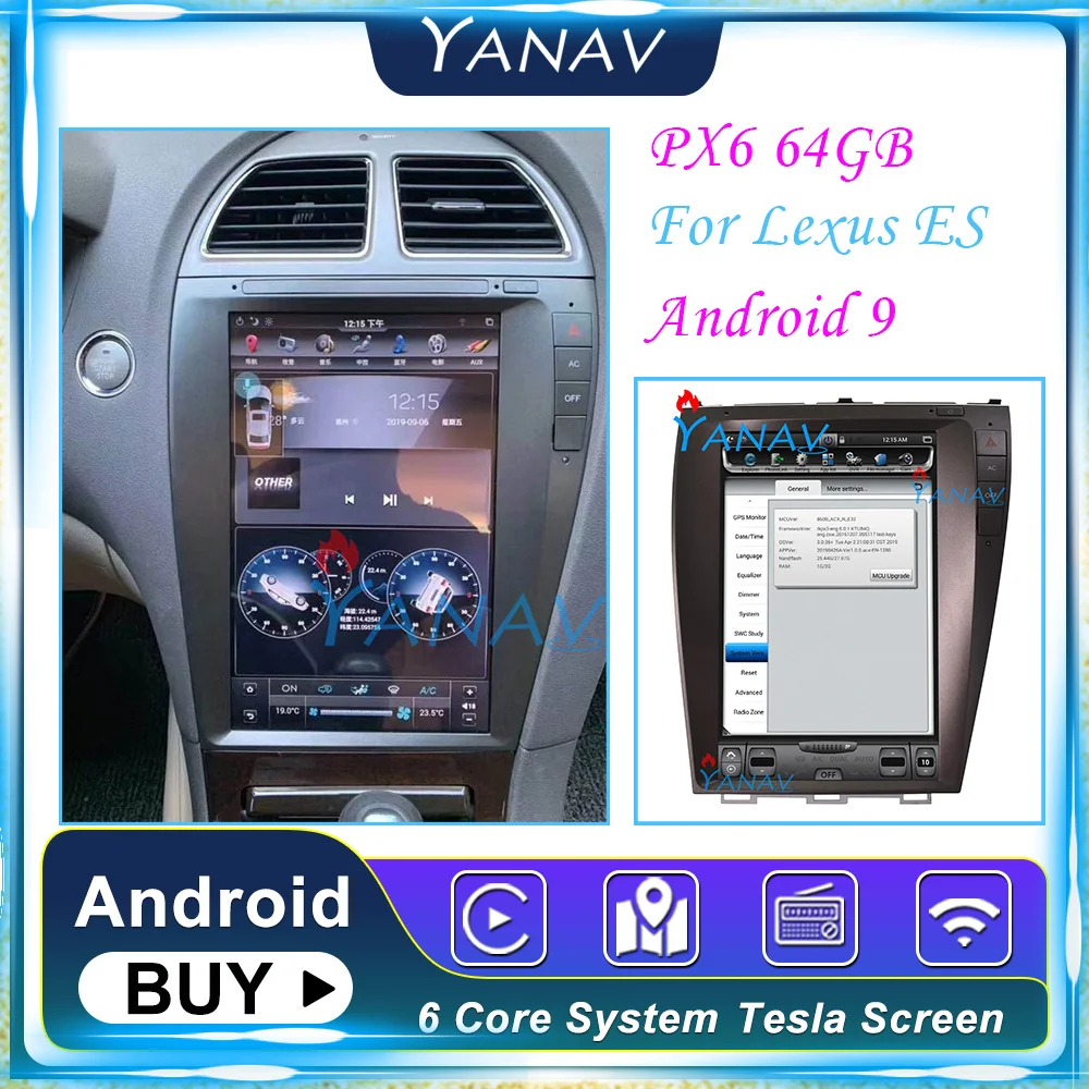 Автомобильный радиоприемник Tesla Px6 12 8 на Android автомобильный GPS-навигатор для LEXUS ES