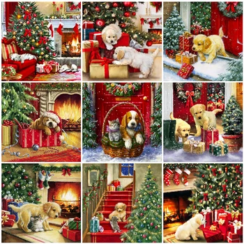 

Evershine 5D DIY Diamond Embroidery Dog Cross Stitch Animal Diamond Painting Christmas Craft Kit Home Decor Gift