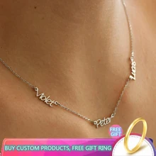 Великолепная Сказка индивидуальный заказ 3 Кулон-табличка с именем ожерелье золотой цвет заказной почерк имя ожерелье для семьи