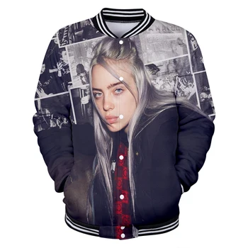 

Women/Men Baseball Jacket Popularity Billie Eilish 3D Print College Sportswear Clothing Swiftie Fans Hip Hop Bomber Jacket Coat