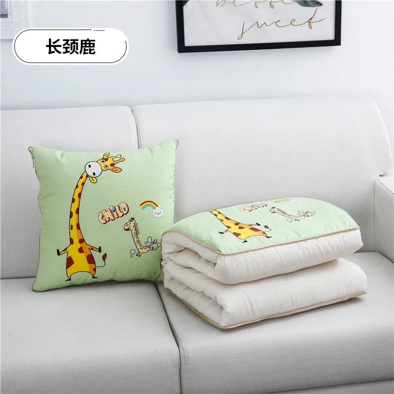 Giraffe 40x40 открытие 100x150 см Автомобильная подушка для обеденного перерыва одеяло двойного назначения многофункциональная подушка одеяло офисное кондиционер одеяло - Цвет: Giraffe