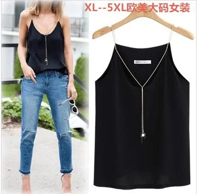 

2018 Europe And America Large Size Pure Color Code Summer New Style Simple Metal Pendant Camisole Fashion Vest Women's