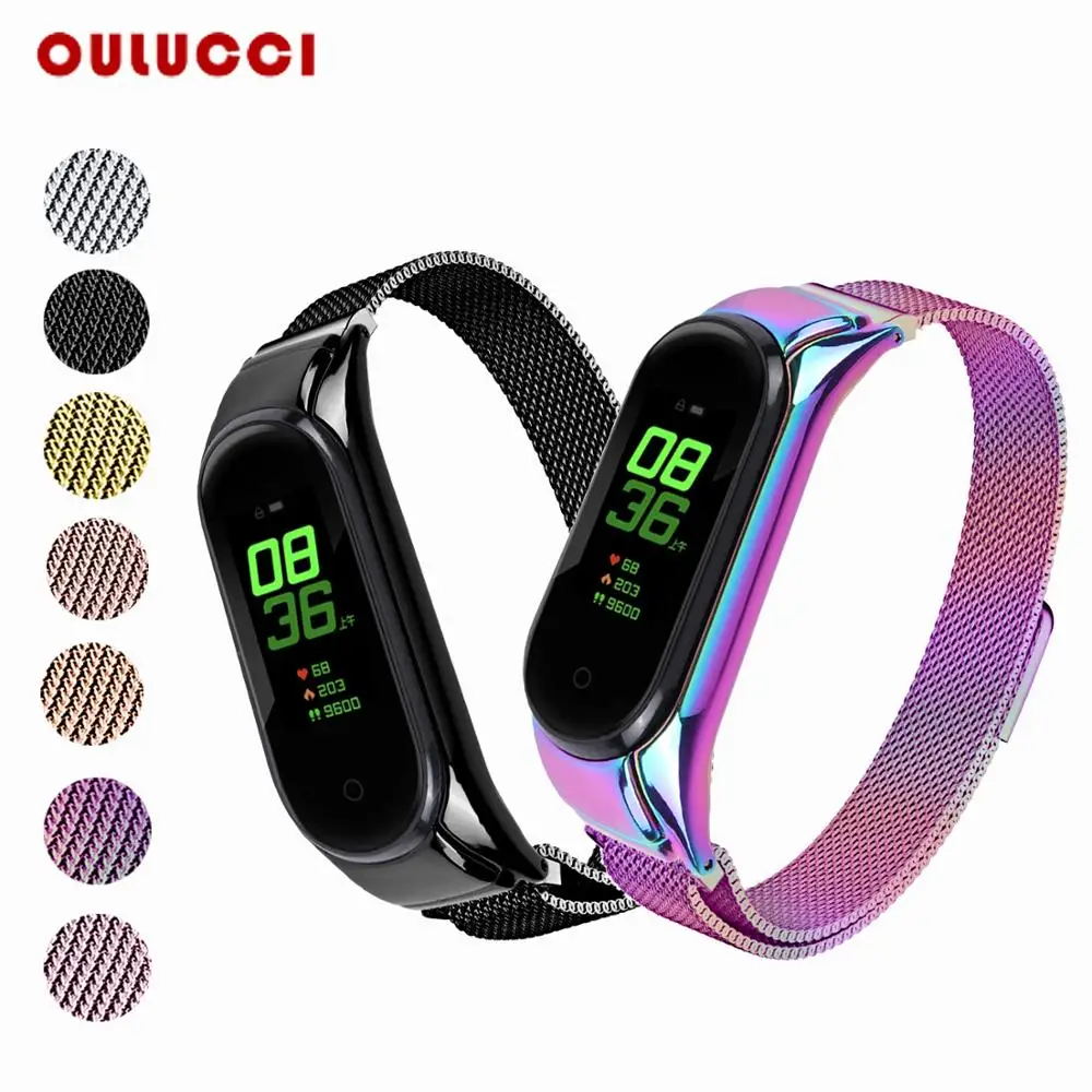 Браслет OULUCCI из нержавеющей стали для xiaomi mi Band 4 металлический ремешок на запястье